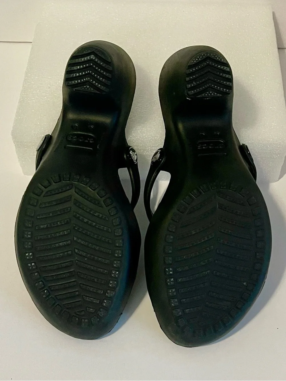 CROCS Black Wedge Sandals
